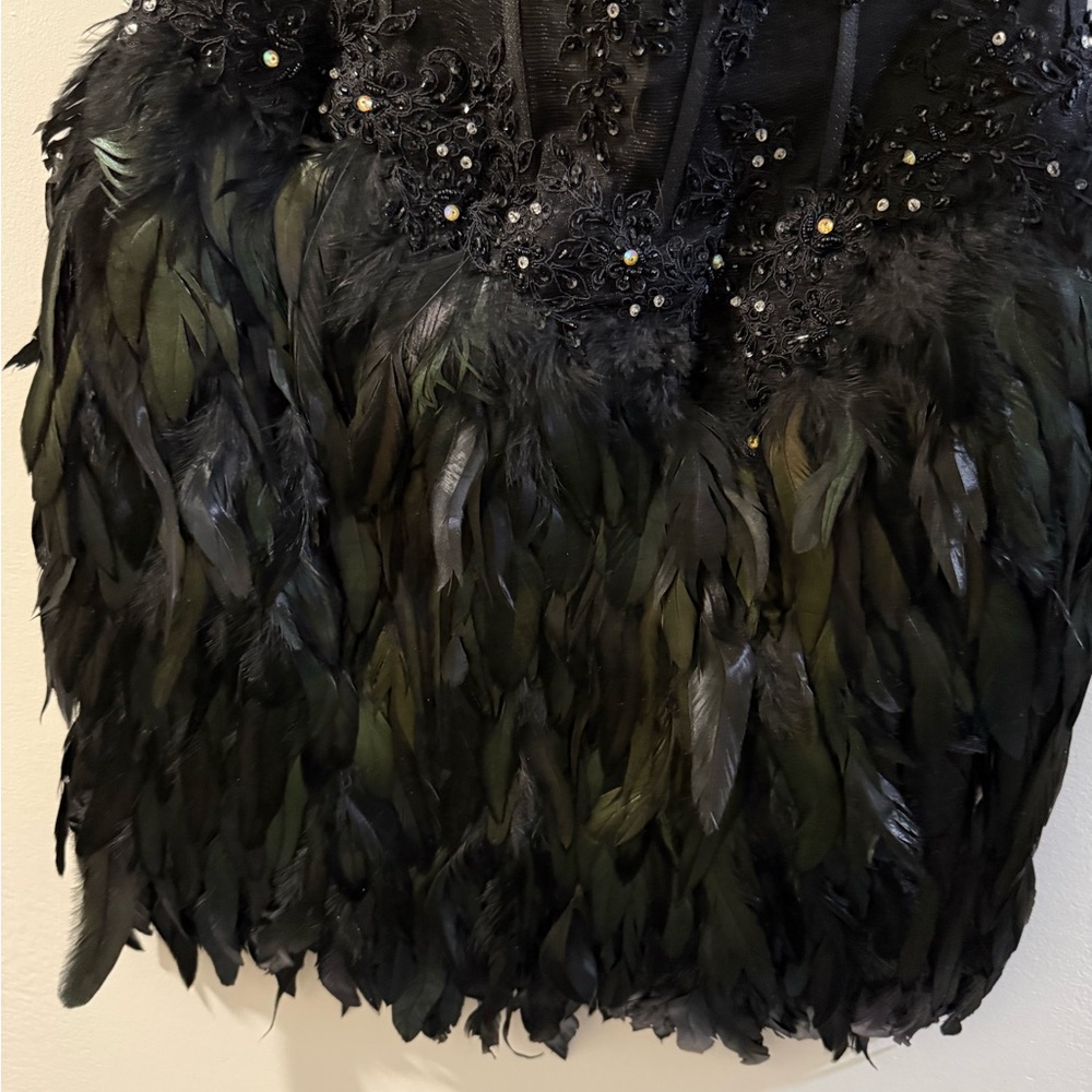 Tony Bowls Black Strapless Feather Dress - Picture 2 of 10